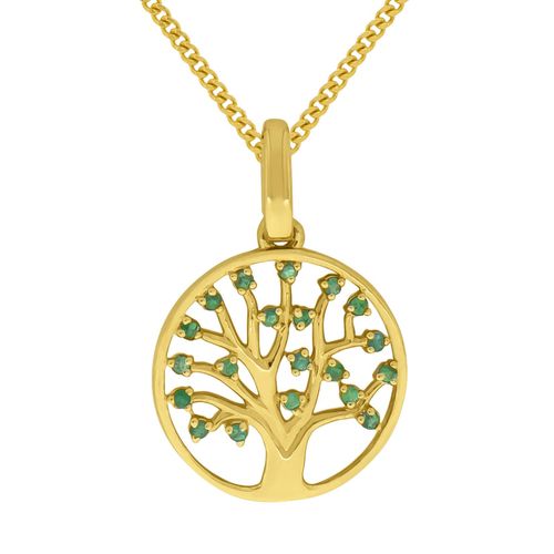 Fascination by Ellen K. Halskette Gold 375 Lebensbaum mit Smaragd