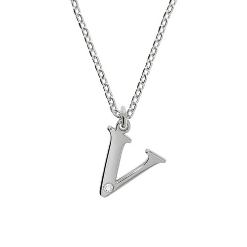 Diamonds by Ellen K. Halskette Silber 925 mit 1x Diamant 0,008ct. Buchstabe V
