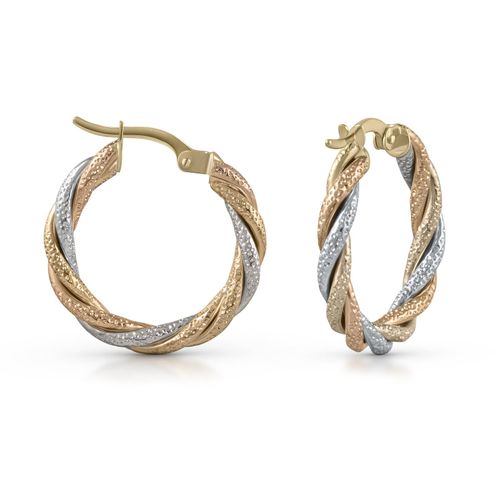 Fascination by Ellen K. Ohrringe Gold 585 dreifarbig 21mm Durchmesser