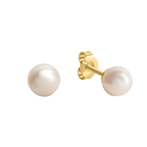 Orolino Ohrringe Gold 585 mit weißen Perlen 5,5-6mm