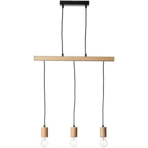 Lampe Jenji Pendelleuchte 3flg holz hell/schwarz 3x A60, E27, 40W, geeignet für Normallampen (nicht enthalten) In der Höhe durch Umwickeln