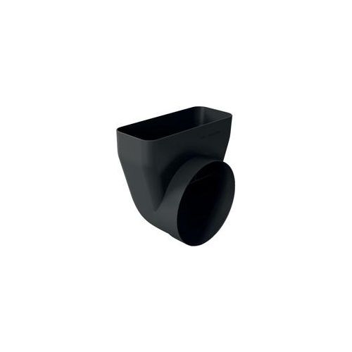90° Adapterstück Z861SI1, Ø 150mm, Rohr schwarz, rund>flach, männlich