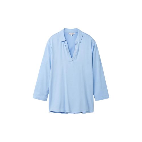 TOM TAILOR Damen 3/4 Arm Shirt mit TENCEL(TM) Modal, blau, Uni, Gr. XL,