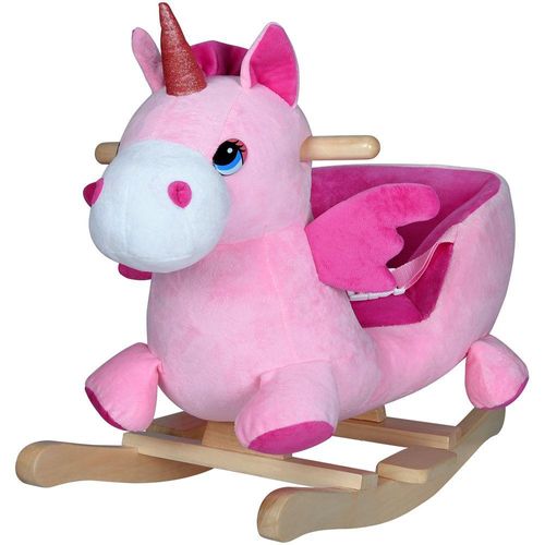 Deuba® Schaukeltier - Schaukelstuhl Einhorn inkl Geräuschfunktion 75 x 75 x 29cm pink