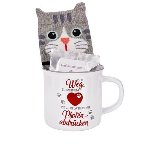 Geschenkset "Katzenliebhaber" mit Tasse & Socken