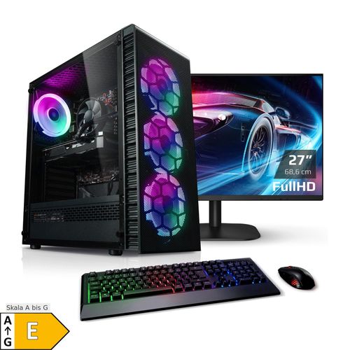 Gaming PC mit 27 Zoll TFT Viper IV AMD Ryzen 5 5600GT, 16GB DDR4, AMD Vega Grafik, 500GB SSD, WLAN, Windows 11