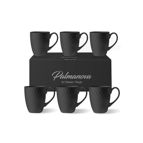 MiaMio Tasse 6 x 400 ml – Kaffeetassen Set / Becher– Moderne Keramik Matt