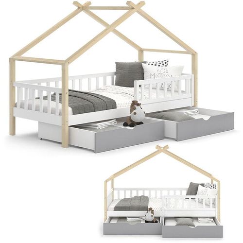 Kinderbett „Design“ 200x90cm Weiß/Natur Vitalispa