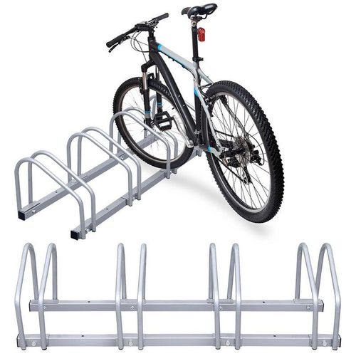 Fahrradständer Radständer Aufstellständer Mehrfachständer Fahrrad Ständer Boden- und Wandmontage Stahl bis 4 Fahrräder – sliber