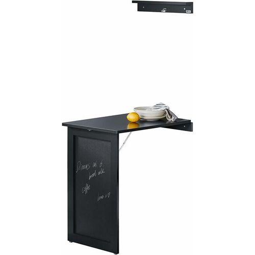 SoBuy FWT20-SCH Wandtisch mit Tafel Klapptisch Esstisch Küchentisch Memoboard Schwarz BHT. 50x76x76cm