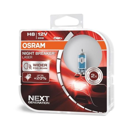 OSRAM H8 Night Breaker Laser next Generation (2 Stk.) Glühlampe, Fernscheinwerfer,Glühlampe, Hauptscheinwerfer,Glühlampe, Park-/Positionsleuchte,Glühl