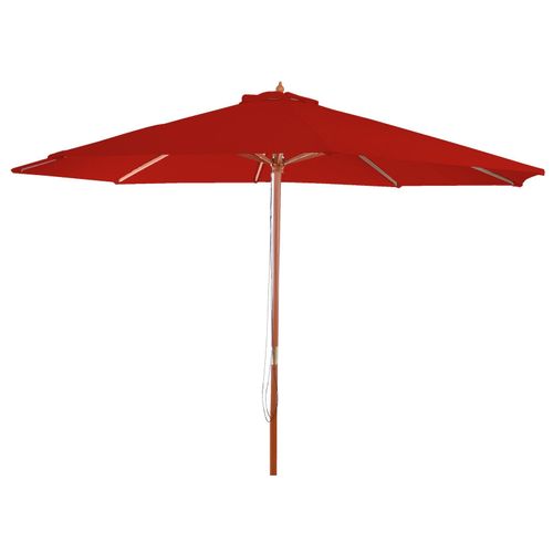 Sonnenschirm Lissabon, Gartenschirm Marktschirm, Ø 3m Polyester/Holz ~ rot