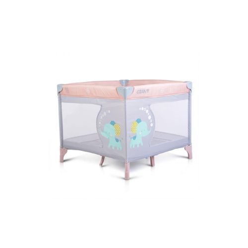 Reiselaufstall Giant, Laufstall klappbar, mit Matratze als Reisebett grau pink