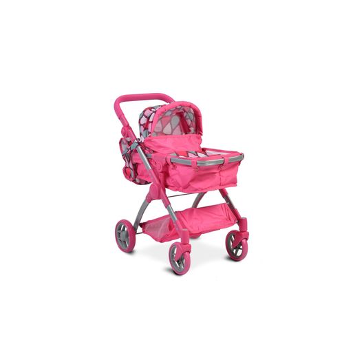 Moni Puppenwagen, Puppenbuggy Vicky 9620, Tasche, Schiebegriff höhenverstellbar in pink Image