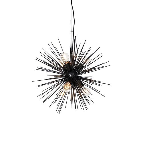 Art Deco hanglamp zwart 6-lichts - Broom