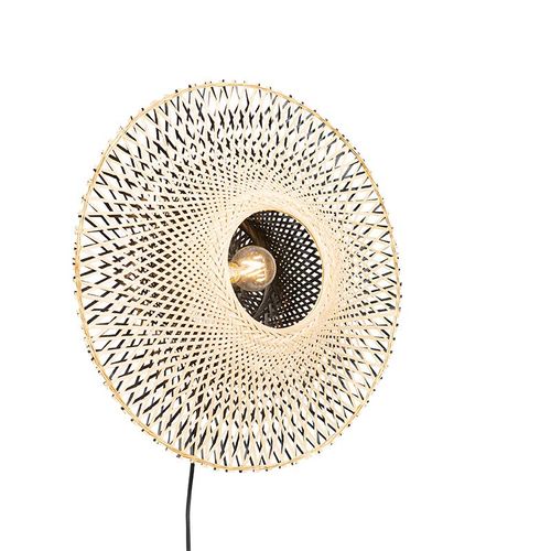 Oosterse wandlamp bamboe 50 cm met stekker - Rina