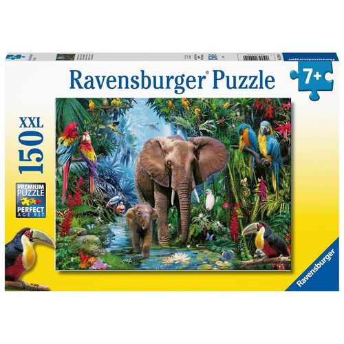 Ravensburger Kinderpuzzle - 12901 Dschungelelefanten - Tier-Puzzle für Kinder ab 7 Jahren, mit 150 Teilen im XXL-Format