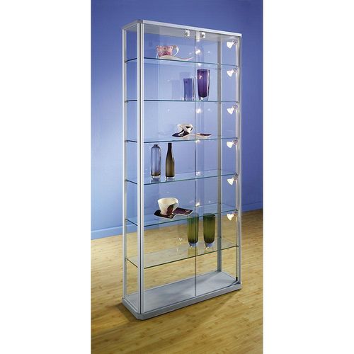 eurokraft pro Design-Vitrine, Ausführung Sammlervitrine, HxBxT 1800 x 820 x 250 mm, mit LED-Beleuchtung