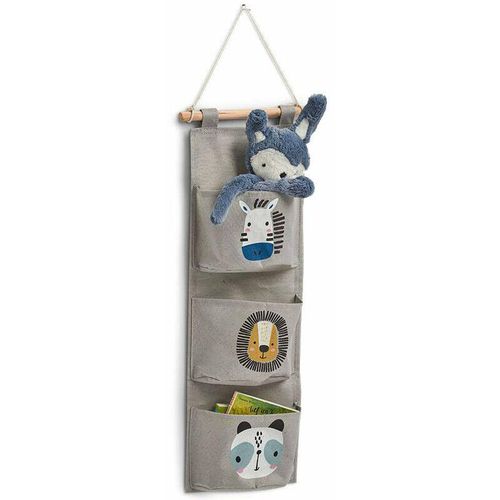 Hängeorganizer für Spielzeuge mit niedlichen Tieren für Kinder, grau, 81,5 x 35 cm Zeller