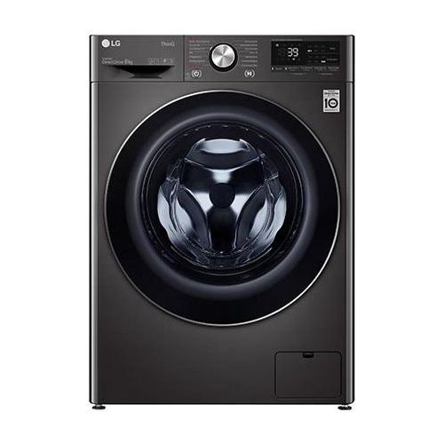 LG Waschmaschine Metallic Black Steel (A, 8 kg, 1.360 U./Min.) mit AI DD & TurboWash 360° F4WV708P2BA