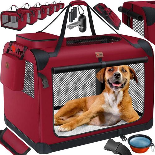 Hundebox Hundetransportbox faltbar Inkl.Hundenapf Transporttasche Hundetasche Transportbox für Haustiere Hunde und Katzen Haustiertransportbox xl /