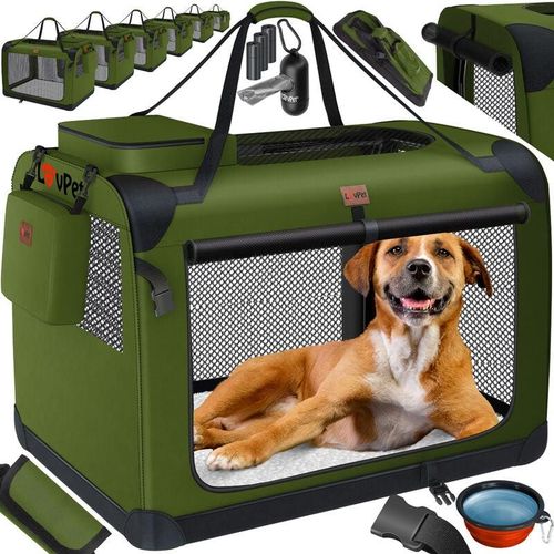 Hundebox Hundetransportbox faltbar Inkl.Hundenapf Transporttasche Hundetasche Transportbox für Haustiere Hunde und Katzen Haustiertransportbox l /