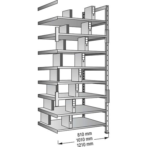 Ordner- und Archiv-Steckregal, verzinkt - kaiserkraft