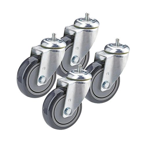 Proroll Gummireifen thermoplastisch, Set-Angebot, 4 x Lenkrolle mit Gewindestift, Rad-Ø x Breite 100 x 32 mm