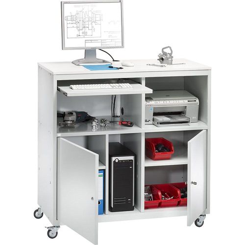 PC-Pult, mobil, HxBxT 1184 x 1180 x 590 mm, lichtgrau RAL 7035 eurokraft basic