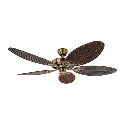 Deckenventilator CLASSIC ROYAL, Rotorblatt-Ø 1320 mm, oval, Rattan antik / Messing antik