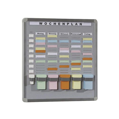 EICHNER T-Card Systemtafel, Hartschaum-Trägerplatte, grau, BxH 656 x 532 mm, mit 35 Fächern und 6 Reihen