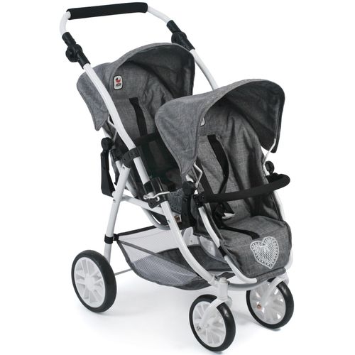 Puppen-Zwillingsbuggy CHIC2000 "Vario, Jeans Grey" Puppenwagen grau (jeans grey) Kinder Puppenwagen -trage