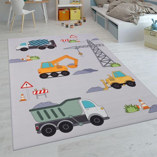 Paco Home - Teppich Kinderzimmer Kinderteppich Spielteppich Rutschfest Grau Creme 120x160 cm