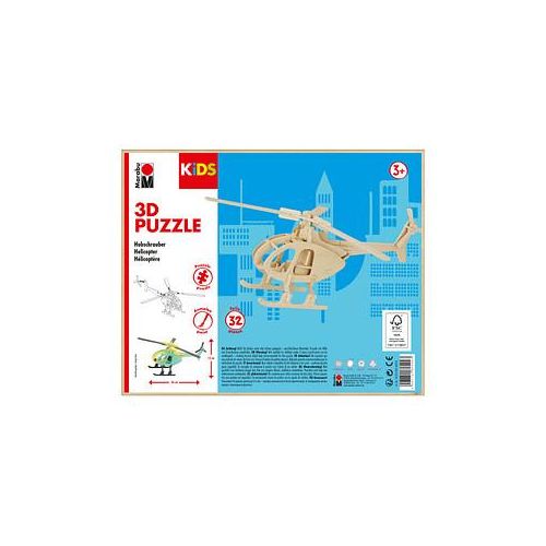 Marabu KiDS Hubschrauber 3D-Puzzle, 32 (bemalbar) Teile