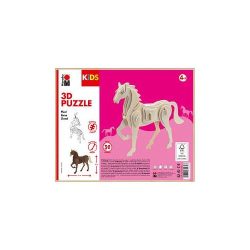 Marabu KiDS Pferd 3D-Puzzle, 30 (bemalbar) Teile