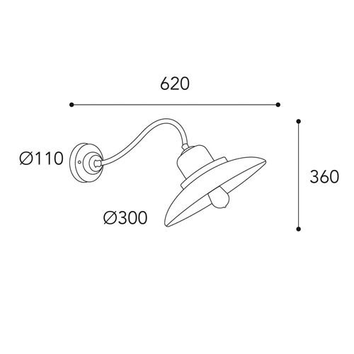 Wandlampe Patio 1691, gebogen messing antik