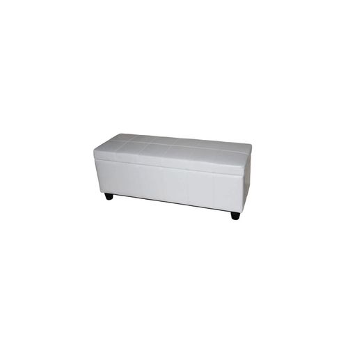 Aufbewahrungs-Truhe Sitzbank Arezzo, Leder + Kunstleder, 112x45x45cm MVG-zertifiziert ~ weiß