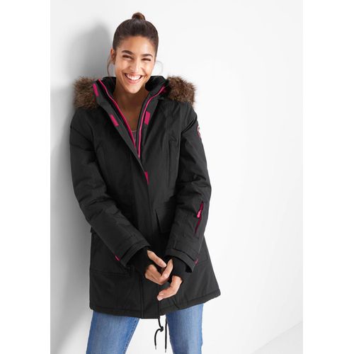 bonprix wasserdichter Funktions-Outdoorparka wattiert, schwarz, Gr.46, Sportliche Regenjacke mit Zwei-Wege-Reißverschluss