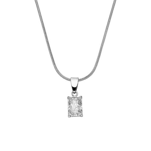 Baguette Stone Necklace Silver