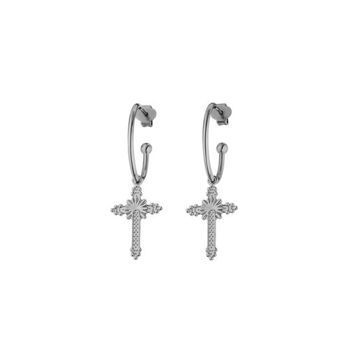 Big Cross Hoops Silver