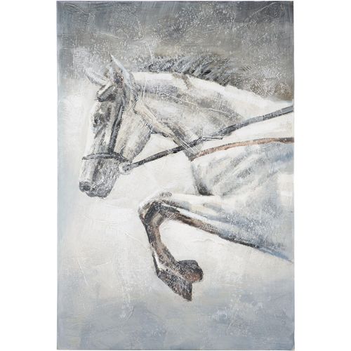 Gemälde GILDE "Gemälde Springendes Pferd" Bilder Gr. B/H/T: 20 cm x 30 cm x 7 cm, 1 St., grau Gemälde