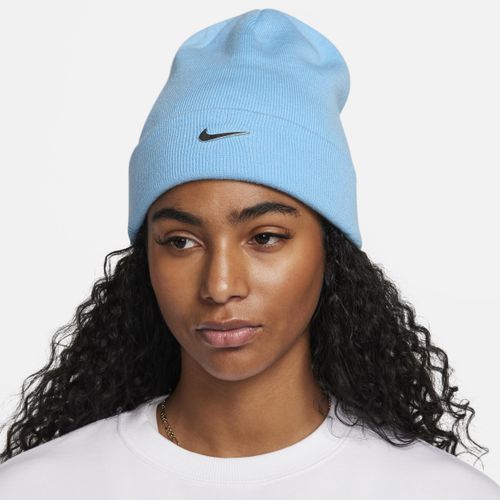 Nike Peak beanie met standaardomslag en metalen Swoosh - Blauw