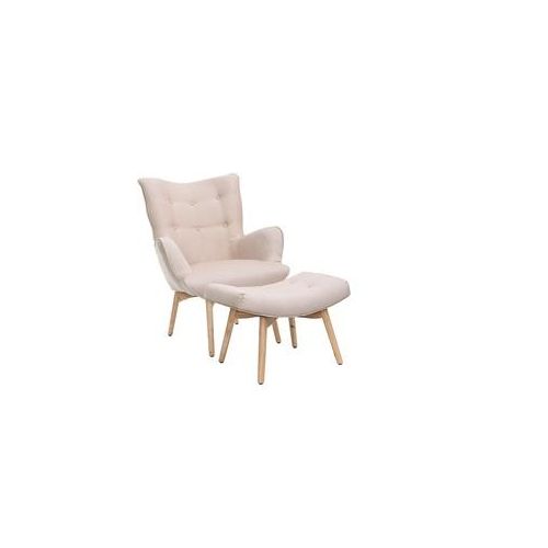 Design-Sessel skandinavisch und Fußablage Rosa und helles Holz BRISTOL