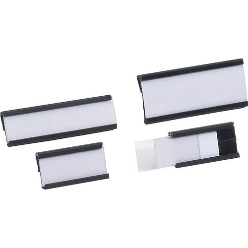 LISTA Beschriftungsreiter, VE = 20 Stk, für Beschriftungsträger der Schlitzwände, Trennbleche und Trennwände, 104 Etiketten, BxH 47 x 18 mm, schwarz Image