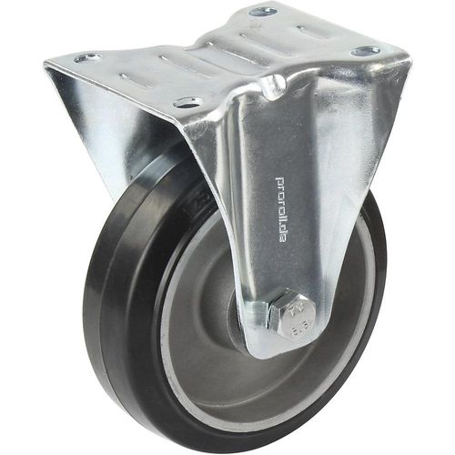 Proroll Elastik-Vollgummi-Reifen, schwarz, Rad-Ø x Breite 125 x 40 mm, Stegfelge, Bockrolle