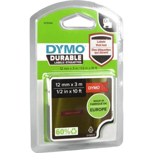 Dymo Originalband 1978366 weiß auf rot 12mm x 3m