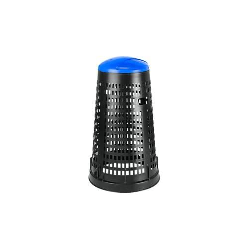 Abfallbehälter Ruff, für 70-120 l Kunststoff-& Papiersäcke, Lochoptik, ø 525 mm, Recycling-Kunststoff, blau-schwarz