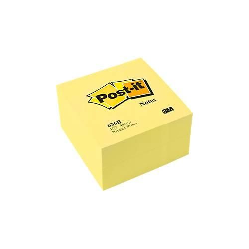 POST-IT Haftnotizen 653 Würfel, 76 x 76 mm, selbsthaftend, wiederablösbar, cellophanfrei verpackt, 450 Blatt, gelb