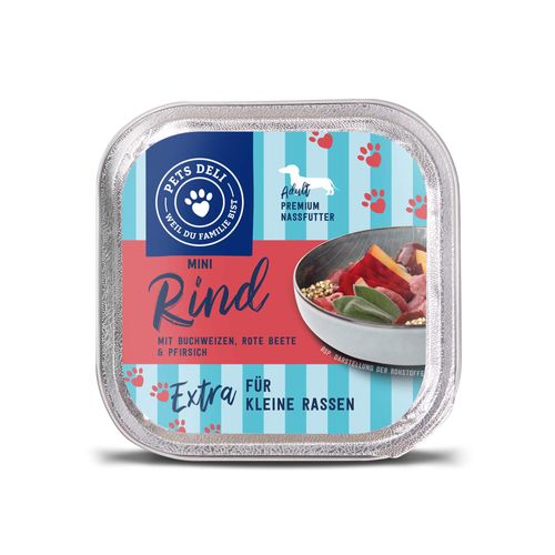 Nassfutter Mini Rind mit Buchweizen, Rote Beete, Pfirsich und Salbei für Hunde - 100g / Einzeldose