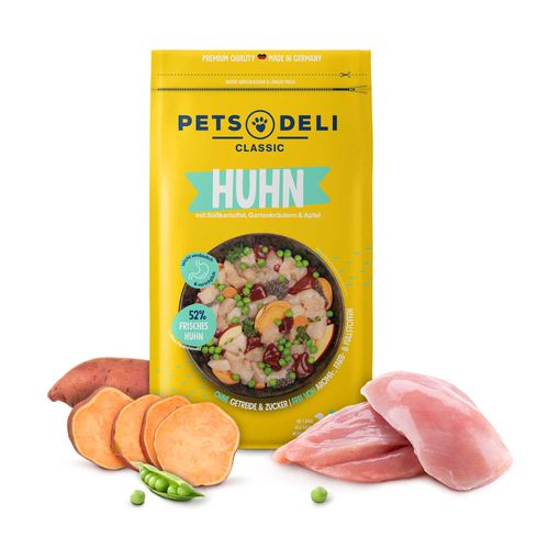 Hundefutter trocken - Huhn - Süßkartoffel und Kräuter - Adult - getreidefrei, zuckerfrei - 2kg von Pets Deli